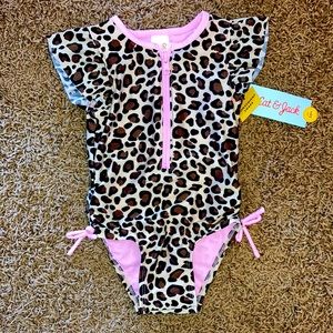 Cat & Jack 2T NWT Leopard and pink toddler girl swimsuit, one piece